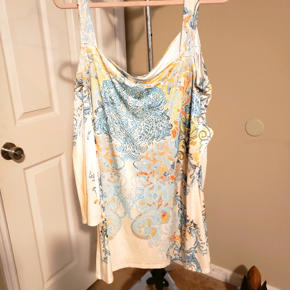 Tank Crop Shoulder Beaded Blouse